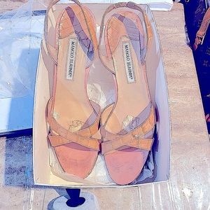 Manolo Blahnik crocodile 3 1/2 inch sandals